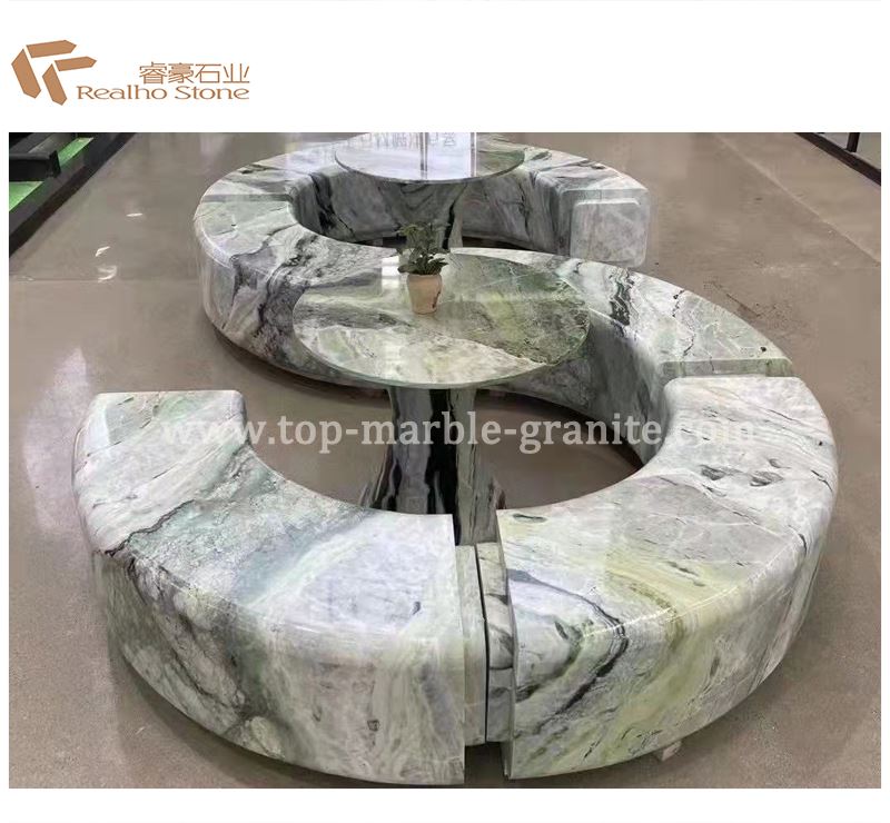 green marble bench