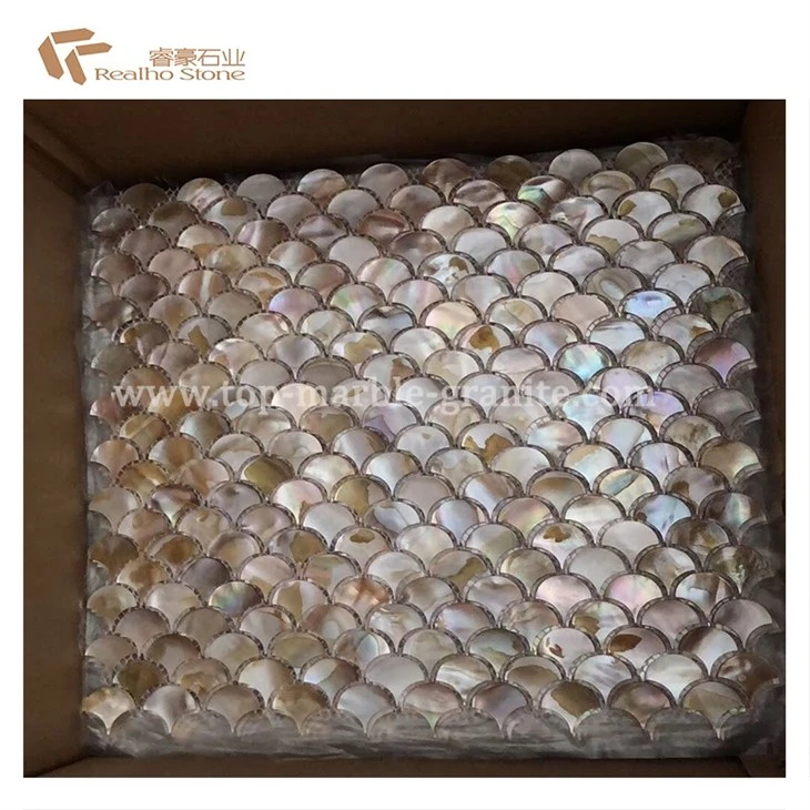 fan shaped shell mosaic tile