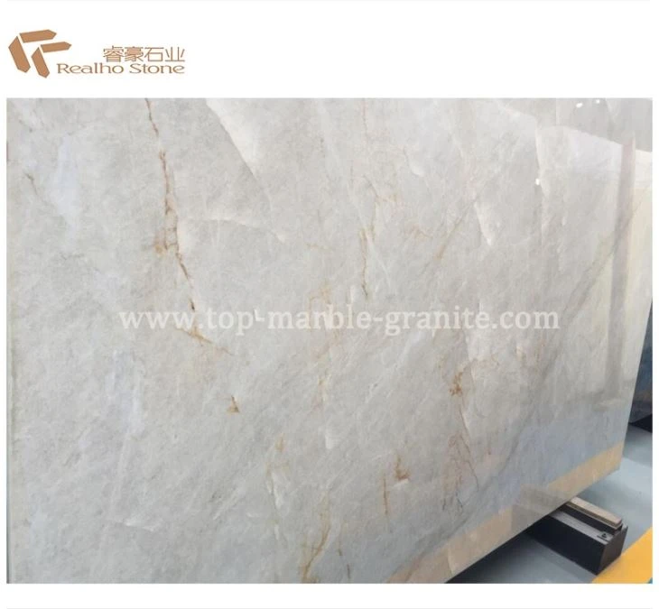 Polished Taj Mahal Quartzite Slab for Kitchen Island