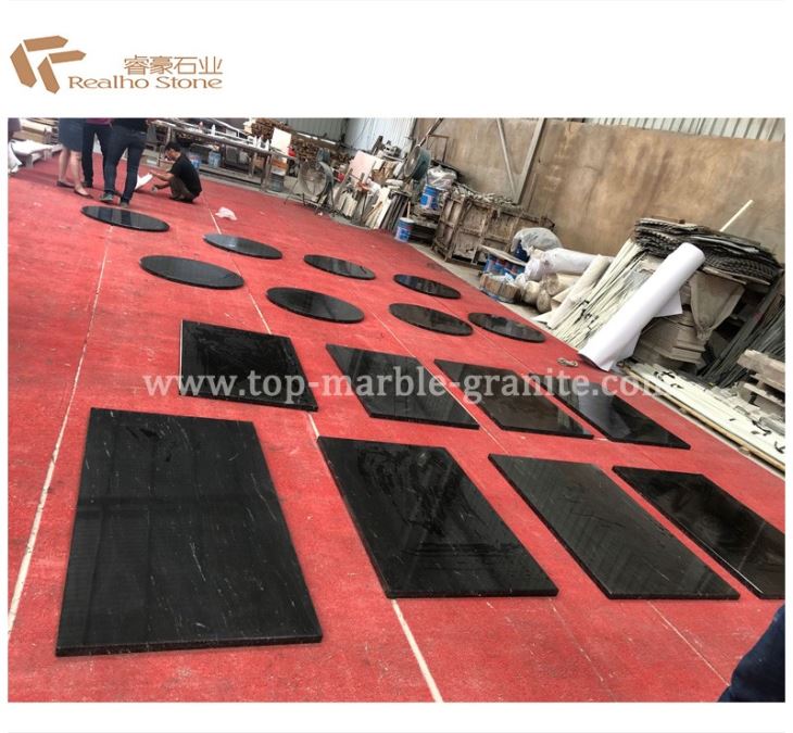 Round Shape Angtha Black Granite Table Tops