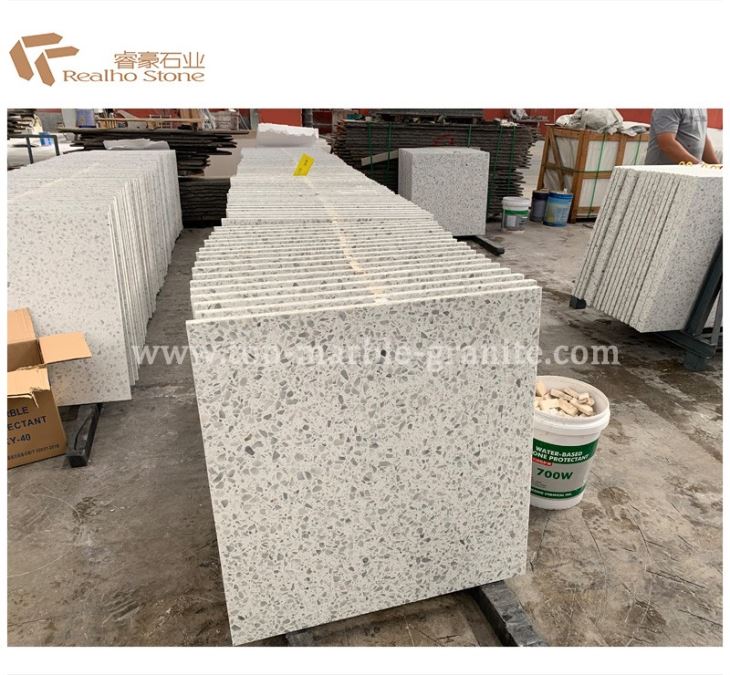 White Terrazzo Cement Floor Tiles for Shopping Mall
