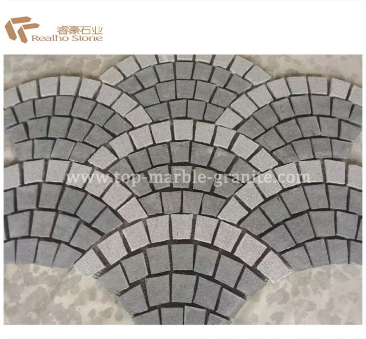 Fan shape granite pavings