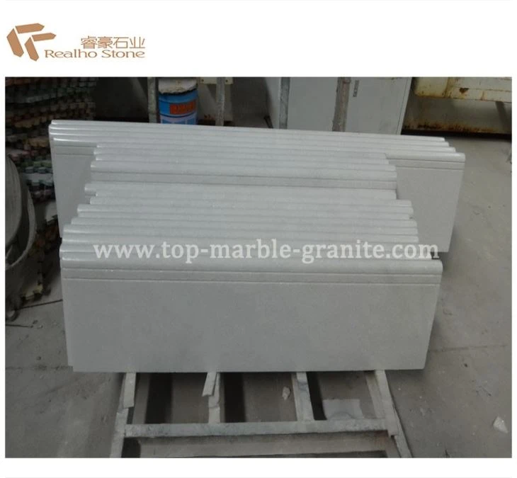 White marble step with frontal full bullnose