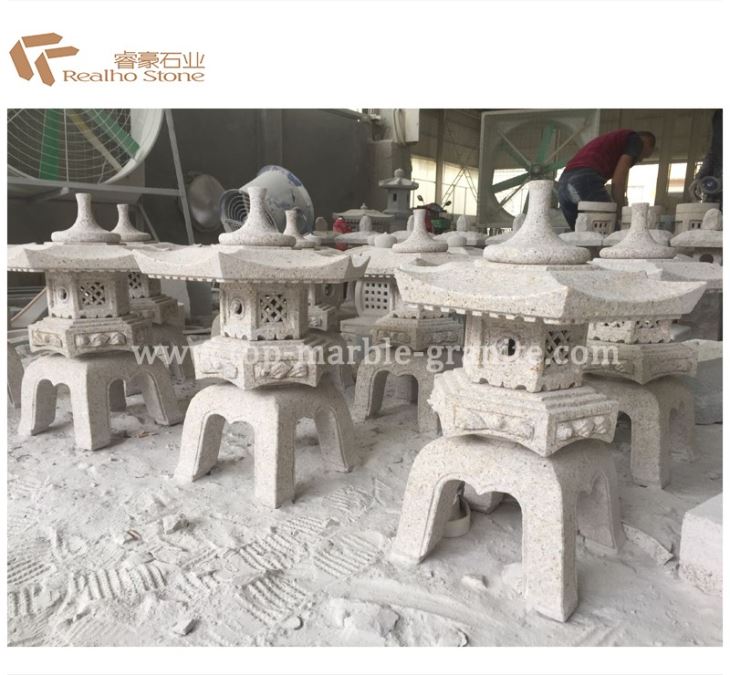 Granite Stone Lantern For Outdoor Lighting Decor