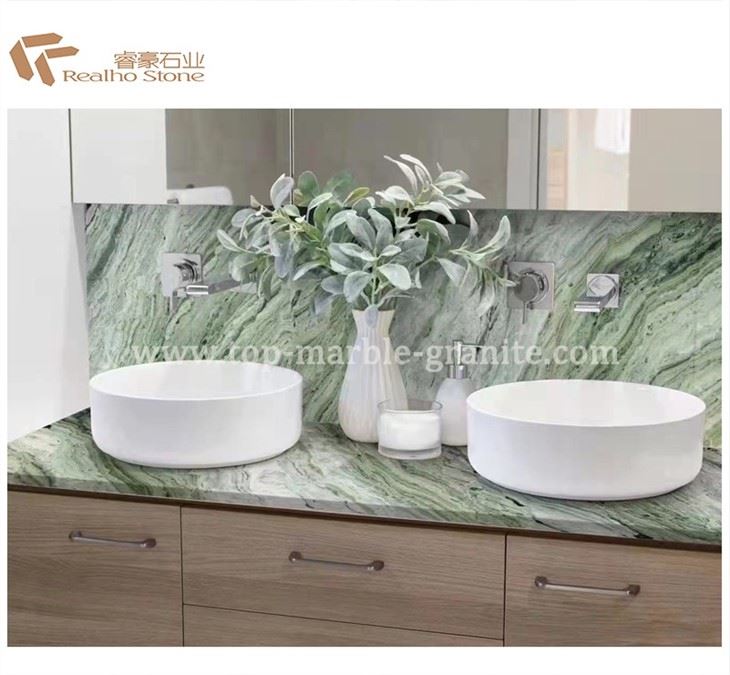 green marble bathroom countertop